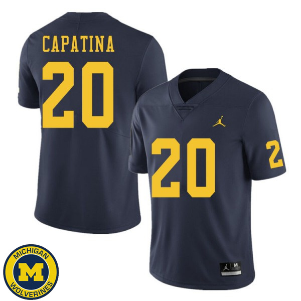 Men University of Michigan #20 Nicholas Capatina Navy College Game Jersey